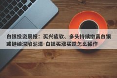 白银投资晨报：买兴疲软、多头持续撤离白银或继续深陷泥潭-白银买涨买跌怎么操作