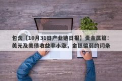 包含【10月31日产业链日报】贵金属篇：美元及美债收益率小涨，金银偏弱的词条