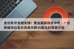 金价失守关键支撑！黄金最新技术分析：一旦跌破该位金价恐再大跌30美元的简单介绍